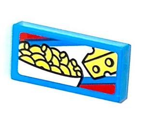 LEGO Tile 1 x 2 with Mac & Cheese Package Sticker with Groove (3069)