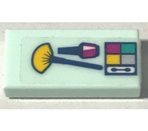 LEGO Tile 1 x 2 with make-up brushes Sticker with Groove (3069)
