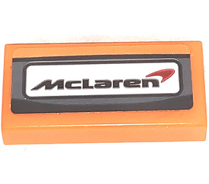 LEGO Tile 1 x 2 with McLaren on Orange Sticker with Groove (3069)