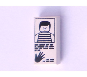 LEGO Tile 1 x 2 with Minifig with Striped Shirt and Hand with Groove (3069)