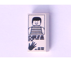 LEGO Tile 1 x 2 with Minifig with Striped Shirt and Hand with Groove (3069 / 82520)