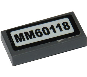LEGO Fliese 1 x 2 mit "MM60118" Aufkleber mit Nut (3069)