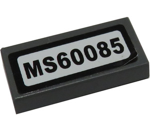 LEGO Tile 1 x 2 with 'MS60085' Sticker with Groove (3069)