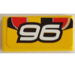 LEGO Tile 1 x 2 with Number 96 Sticker with Groove (3069)