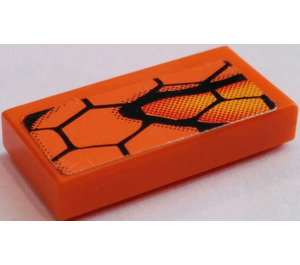 LEGO Tile 1 x 2 with Orange Scales Sticker with Groove (3069)