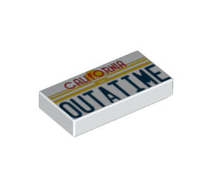 LEGO Tile 1 x 2 with 'OUTATIME' with Groove (3069 / 15510)