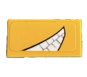 LEGO Tile 1 x 2 with Partial Smile with Teeth Sticker with Groove (3069)