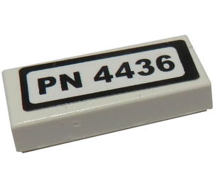 LEGO Tile 1 x 2 with 'PN 4436' Sticker with Groove (3069)