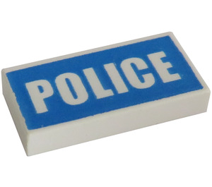 LEGO Tile 1 x 2 with Police (Preprinted) with Groove (3069 / 93073)