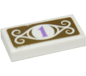 LEGO Tile 1 x 2 with Purple 1 Sticker with Groove (3069)
