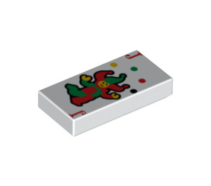 LEGO Tile 1 x 2 with Red and Green Joker Card Pattern with Groove (3069 / 18709)