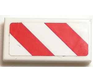 LEGO Tile 1 x 2 with Red and white Danger Stripes Sticker with Groove (3069)