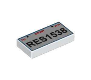 LEGO Fliese 1 x 2 mit 'RES1538' License Platte mit Nut (3069 / 90855)