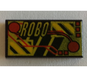 LEGO Tegel 1 x 2 met 'Robo' & Electronic Circuitry met groef (3069)