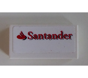 LEGO Tile 1 x 2 with 'Santander' Sticker with Groove (3069)