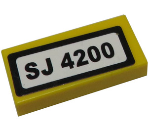 LEGO Tile 1 x 2 with "SJ 4200" License Plate Sticker with Groove (3069 / 30070)