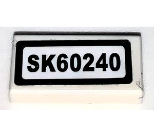 LEGO Tile 1 x 2 with SK60240 Sticker with Groove (3069)