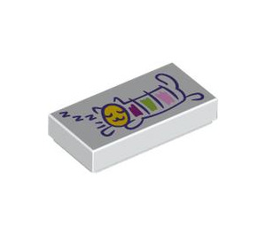 LEGO Tile 1 x 2 with Sleeping cat / animal with Groove (3069 / 104591)