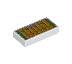 LEGO Tile 1 x 2 with Spring Rolls on Green with Groove (3069 / 49936)