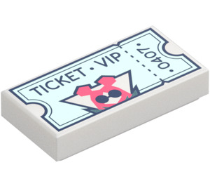 LEGO Tile 1 x 2 med "Ticket VIP" med Rille (3069 / 106005)