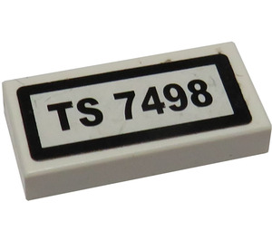 LEGO Tile 1 x 2 with TS 7498 License Plate Sticker with Groove (3069)