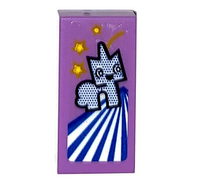 LEGO Tile 1 x 2 with Unikitty Sticker with Groove (3069)