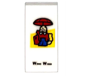 LEGO Tile 1 x 2 with Wally Walrus Sticker with Groove (3069)