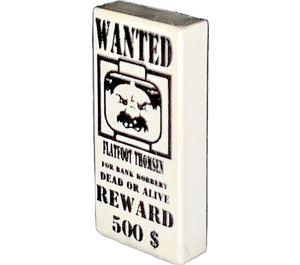 LEGO Tile 1 x 2 med Wanted Poster med Rille (3069 / 82669)