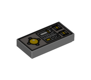 LEGO Tile 1 x 2 med Gul Knapper og Knob Controls med Rille (49038 / 83690)