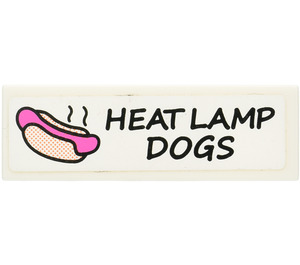 LEGO Tile 1 x 3 with Hot Dog and 'HEAT LAMP DOGS' Sticker (63864)