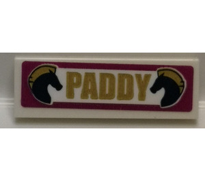 LEGO Tile 1 x 3 with 'PADDY' and 2 Horses Sticker (63864)