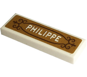 LEGO Tile 1 x 3 with 'PHILIPPE' Sticker (63864)