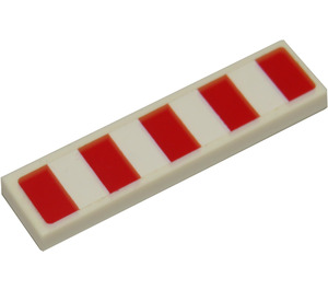 LEGO Tile 1 x 4 med 5 Rød Line og 4 Hvit Klistremerke (2431)