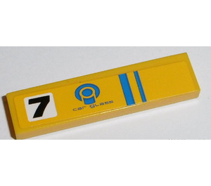 LEGO Tile 1 x 4 with Black '7' and Blue Signs Sticker (2431)