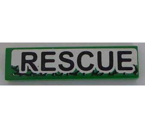 LEGO Tile 1 x 4 with Black Rescue Pattern Sticker (2431)