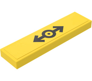 LEGO Tile 1 x 4 with Black Train Logo on Yellow Background Sticker (2431)
