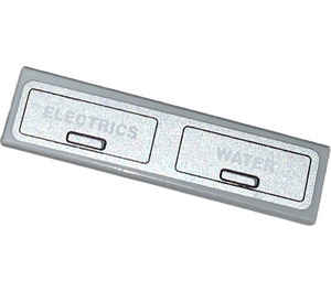 LEGO Tile 1 x 4 with 'ELECTRICS' and 'WATER' on Silver Background Sticker (2431)