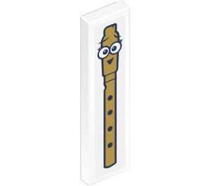 LEGO Tile 1 x 4 with Gold Recorder with Eyes and Smile Sticker (2431)