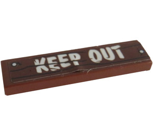 LEGO Tile 1 x 4 with 'KEEP OUT' on wooden nailed sign Sticker (2431)