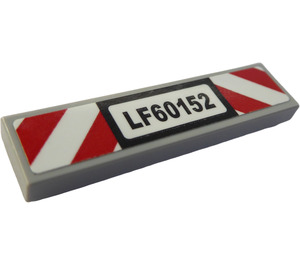LEGO Tile 1 x 4 with "LF60152" and Red and White Danger Stripes Sticker (2431)