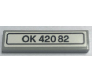 LEGO Tile 1 x 4 with OK 420 82 Licence Plate Sticker (2431)