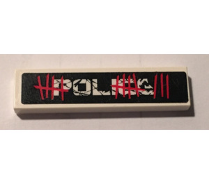 LEGO Tile 1 x 4 with 'POLICE' and Red Graffiti Sticker (2431)