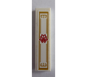 LEGO Tile 1 x 4 with Red Flower and Gold Decoration Sticker (2431)