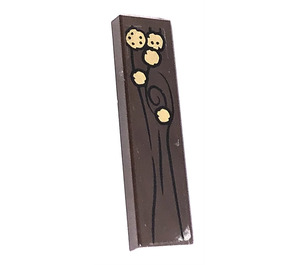 LEGO Tile 1 x 4 with woodgrain and coins Sticker (2431)