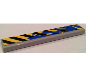 LEGO Tile 1 x 6 with Hazard Stripes and Blue Paint Splashes Sticker (6636)