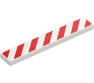 LEGO Tile 1 x 6 with Red Hazard Stripes (6636)