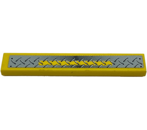 LEGO Tile 1 x 6 with Silver Tread with Yellow Stripe Sticker (6636)