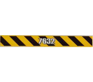 LEGO Tile 1 x 8 with '7632' and Black and Yellow Danger Stripes Sticker (4162)