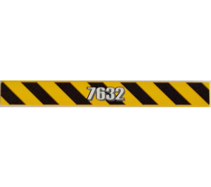 LEGO Tegel 1 x 8 met '7632' en Zwart en Geel Danger Strepen Sticker (4162)