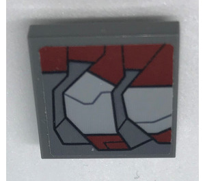 LEGO Tile 2 x 2 Inverted with Dark Red and Medium Stone Grey Stripes Sticker (11203)